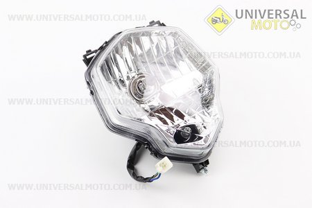 Loncin- LX200GY-7A Фара передня в зборі. Китай (Запчастини на мотоцикл Loncin / UM5072-V26)