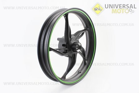 Loncin- LX250GS-2A Диск передній литий 2,5-17 ", чорний з зеленою смугою (вісь 15мм). Китай (Запчастини на мотоцикл Loncin / UM5072-V43)
