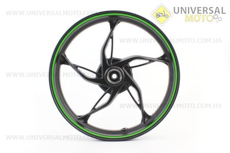 Loncin- LX250GS-2A Диск передній литий 2,5-17 ", чорний з зеленою смугою (вісь 15мм). Китай (Запчастини на мотоцикл Loncin / UM5072-V43)