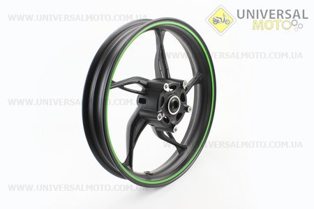 Loncin- LX250GS-2A Диск передній литий 2,5-17 ", чорний з зеленою смугою (вісь 15мм). Китай (Запчастини на мотоцикл Loncin / UM5072-V43)