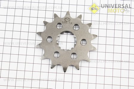 Зірка передня CG / CB-520H-14T (дрібні шліци) Loncin- LX300-6. Китай (Запчастини на мотоцикл Loncin / UM5072-V66)