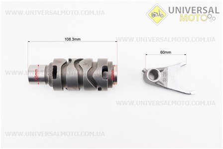 Loncin- LX300-6H 300AC Вал КПП + вилка перемикання передач комплект 3шт + вал 2шт. VOGE (Запчастини на мотоцикл Loncin / UM5073-V27)