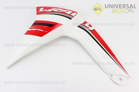 Loncin- LX300GY-A пластик - бака паливного нижній лівий, БІЛИЙ з червоним малюнком. Китай (Запчастини на мотоцикл Loncin / UM5075-V18)