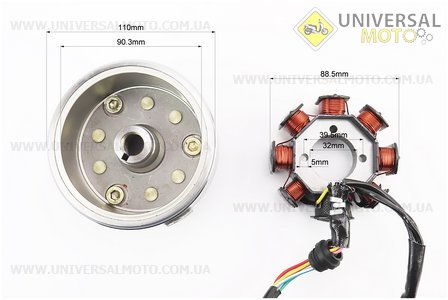 Магнето в зборі (генератор) CG125 / 150. GX-Viper (Запчастини на мотоцикл з двигуном CG / UM5081-V74)