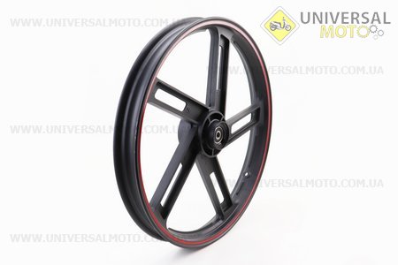 Диск колісний передній литий 1,6-18 "промені", чорний (вісь 12мм), тип 1. Китай (Запчастини на мотоцикл Viper V150A / UM5082-V00)