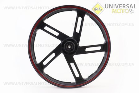 Диск колісний передній литий 1,6-18 "промені", чорний (вісь 12мм), тип 1. Китай (Запчастини на мотоцикл Viper V150A / UM5082-V00)