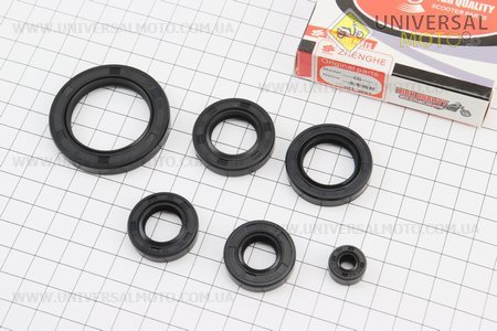 Сальники двигуну комплект 6шт (34 * 50 * 7, 20 * 34 * 7, 16 * 28 * 7, 14 * 28 * 7, 22 * ​​35 * 7, 6,5 * 14,5 * 7). ZHENGHE (Запчастини на мотоцикл з двигуном CG / UM5082-V31)