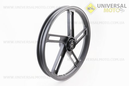 УЦІНКА Диск колісний передній литий 1,6-18 "промені", ЧОРНИЙ (вісь 12мм), тип 1 (незначний дефект лиття, див. фото). Китай (Viper-Запчастини на мотоцикл Viper V150A / UM5082-V35)