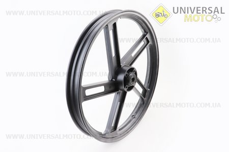 УЦІНКА Диск колісний передній литий 1,6-18 "промені", ЧОРНИЙ (вісь 12мм), тип 1 (незначний дефект лиття, див. фото). Китай (Viper-Запчастини на мотоцикл Viper V150A / UM5082-V35)