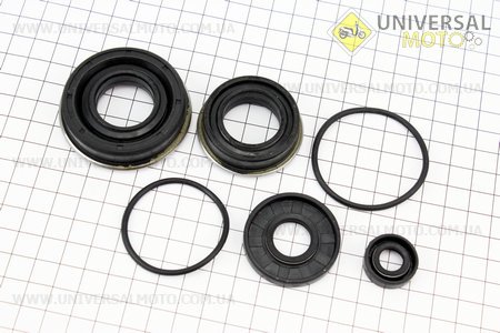 Сальники редуктора комплект (25x41x9,5/13-1шт, 25x52x9,5/13-1шт, 17x40x6-1шт, 12x22x7-1шт,О-кольцо 2,6x40-1шт, О-кольцо 2,6x45-1шт). Китай (Мотоблок с двигателем 168F / UM6010-V30)