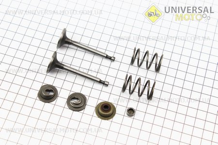 Клапан впускной, выпускной + пружина-2 штуки, + компенсатор клапана-2 штуки, + тарелка клапана-2 штуки . Китай (Мотоблочный двигатель 168F / UM6010-V88)