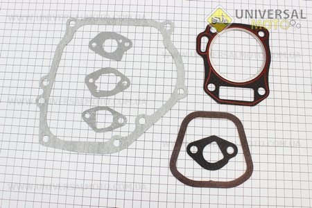 Прокладки двигуна 168F-68мм, комплект 7 деталей, (пароніт, червона нитка), Тип №1. TATA (Запчастини на мотоблок з двигуном 168F / UM6015-V03)