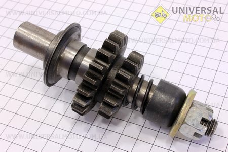 Вал КПП задней передачи + шестерня Z=15x20 + втулка сцепления в сборе. Китай (Мотоблок с двигателем 178/186F / UM6021-V16)