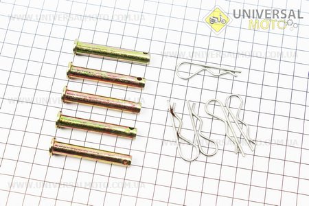 Шплінт + стопор D=7,7мм, L=50мм комплект 5шт. Китай (Запчастини на мотоблок з двигуном 178 и 186F / UM6023-V00)