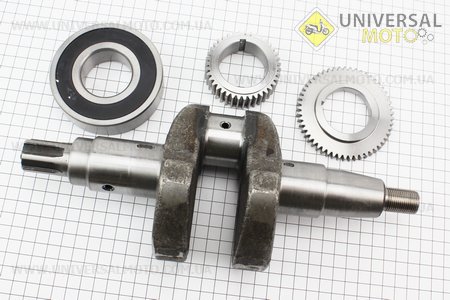 Коленвал 186F под шлиц + шестерни + подшипник. Китай (Мотоблочный двигатель 178/186F / UM6025-V02)