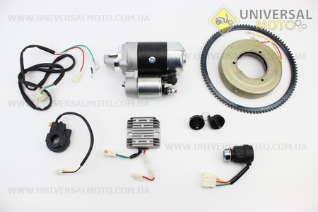 Комплект для переоснащения мотоблока под электростартер 178F (электростартер, замок, проводка, магнетто, реле, венец). Китай (Мотоблочный двигатель 178/186F / UM6026-V08)