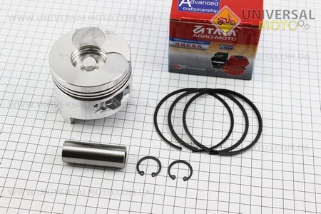 Поршень, кільця, палець комплект 178F 78мм +0,25 (форкамера в формі "усіченого конуса"). TATA (Запчастини на мотоблок з двигуном 178 и 186F / UM6026-V41)