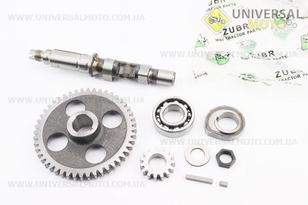 Розподільний вал + шестерня Z=15, d=20мм + шестерня Z=48, d=24мм + кулачок + підшипник 6205 R175A/R180NM. Viper (Запчастини на мотоблок з двигуном 175 та180N / UM6030-V09)