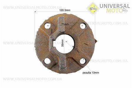 Маточина колеса d=39мм, 4 отвори 6,00-12. Китай (Запчастини на мотоблок з двигуном 175 и 195N / UM6030-V17)