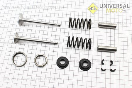 Клапан впускний (h-97; D-32; d-7), випускний (h-97; D-27; d-7) комплект 14шт у зборі R175A/R180NM. Viper (Запчастини на мотоблок з двигуном 175 та180N / UM6030-V74)