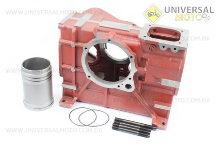 Блок двигателя, поршень 80мм R180NM (длинный) + гильза + шпильки 4 штуки . Китай (Мотоблочный двигатель 175/180N / UM6032-V26)
