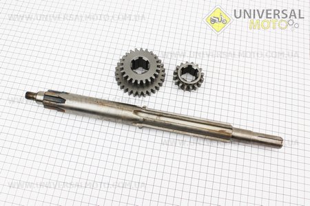 КПП - Вал первичный (с валом отбора мощ.) 375мм + шестерня Z=16 + шестерня Z=22х29 101-2. Viper (Мотоблок с двигателем 175/195N / UM6041-V17)