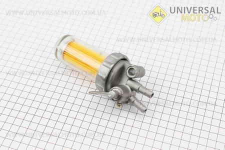 Кран паливний фільтр в пластмасовому, прозорому корпусі. Китай (Запчастини на мотоблок з двигуном 175 та180N / UM6041-V29)