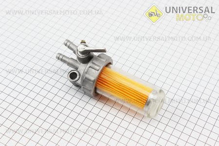 Кран паливний фільтр в пластмасовому, прозорому корпусі. Китай (Запчастини на мотоблок з двигуном 175 та180N / UM6041-V29)