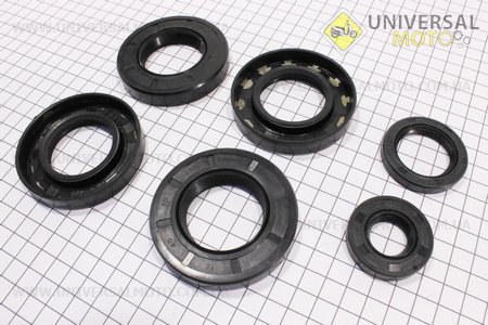 КПП - Сальники комплект 6шт (20x40x8, 30x45x8, 40x70x12-4шт) редуктору 101-2, чорні. Китай (Запчастини на мотоблок з двигуном 175 и 195N / UM6041-V68)