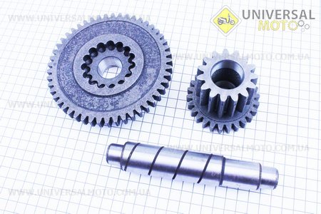 КПП - Вал понижающей/повышающей шестерни + шестерня Z=15x26 + шестерня Z=49, комплект 3 штуки . Китай (Мотоблок с двигателем 175/195N / UM6042-V50)
