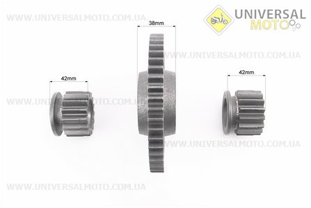 КПП - Вал диференціалу + шестерня Z = 47 + шестерня-2шт Z = 15, комплект 4шт 101-2. Китай (Запчастини на мотоблок з двигуном 175 и 195N / UM6042-V51)