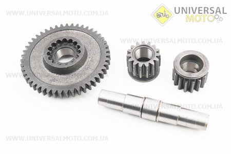 КПП - Вал диференціалу + шестерня Z = 47 + шестерня-2шт Z = 15, комплект 4шт 101-2. Китай (Запчастини на мотоблок з двигуном 175 и 195N / UM6042-V51)