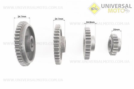 КПП - Вал шліцьовий L=150мм + шестерня Z = 20 + шестерня Z = 31 + шестерня Z = 38 + шестерня Z = 43, комплект 5шт. Китай (Запчастини на мотоблок з двигуном 175 и 195N / UM6042-V56)