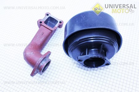 Фильтр воздушный в сборе R195NM Тип №2 с коленом. Китай (Мотоблочный двигатель 190/195N / UM6042-V97)