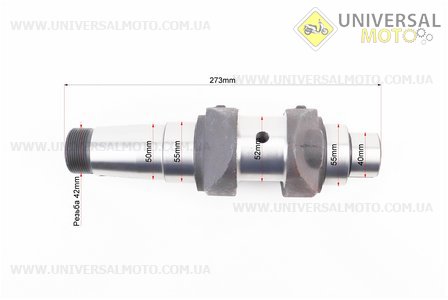 Колінвал голий під болт балунсира М12x1,5 R185N/R190N. TATA (Запчастини на мотоблок з двигуном 190 и 195N / UM6046-V52)
