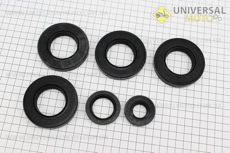 КПП - Сальники комплект 6шт (20x40x8, 30x45x8, 40x70x12-4шт) редуктору 101-2, чорні. TATA (Запчастини на мотоблок з двигуном 175 и 195N / UM6047-V22)
