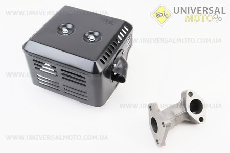 Глушник з коліном 173F / 177F / 182F / 188F / 190F. Китай (Запчастини на мотоблок з двигуном 177F и 188F / UM6070-V03)