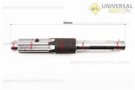 Вал первинний редуктору фрези L = 252мм, d=22/28/35/34/25мм, в зборі 5 деталей ZUBR - Q12E NEW. Китай (Запчастини на мототрактор / UM6080-V24)