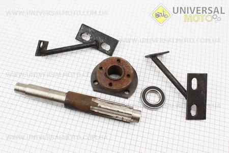 Вал первинний редуктору фрези L = 252мм, d=22/28/35/34/25мм, в зборі 5 деталей ZUBR - Q12E NEW. Китай (Запчастини на мототрактор / UM6080-V24)