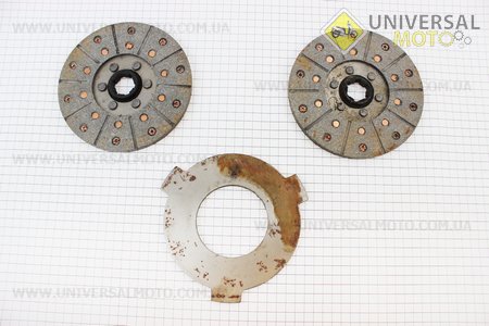 Диск фрикционный 2 штуки + диск промежуточный комплект . Китай (Мототрактор / UM6080-V85)