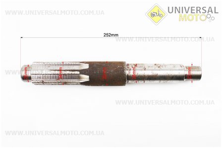 Вал первинний редуктору фрези L = 252мм, d=22/28/35/34/25мм, ZUBR - Q12E NEW. Китай (Запчастини на мототрактор / UM6081-V89)