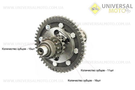Диференціал в зборі Z=47, Z=15x16, Z=11, Z=18 JR-Q12E (120-1) (Можливий наліт). Китай (Запчастини на мототрактор / UM6082-V15)