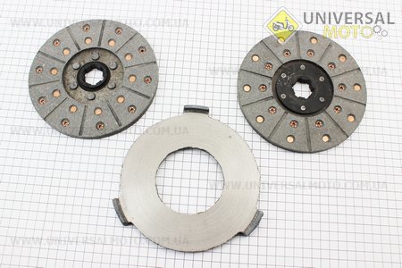 Диск фрикційний 2шт + диск проміжний з виступами комплект. Китай (Запчастини на мототрактор / UM6082-V91)