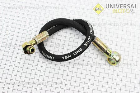 Шланг гідравлічний (L = 59см, фітінг1 під болт D = 18мм, фітінг2 90град, гайка М18). Китай (Запчастини на мототрактор / UM6082-V95)