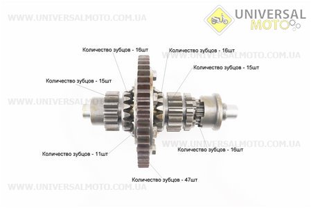Диференціал в зборі Z=47, Z=15x16, Z=11, Z=16 JR-Q12E (120-1), з блокуванням, без шпонки. Viper (Запчастини на мототрактор / UM6083-V26)