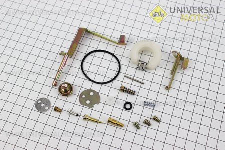 Ремонтный, комплект карбюратора, 19 деталей + поплавок 0,8кВт (ET-950). Китай (Генератор ET-950 / UM6091-V22)