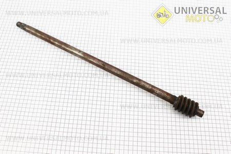 Вал рульового механізму з черв'яком старого зразку L = 536мм Xingtai 120/220. Китай (Запчастини на мінітрактор Xingtai / UM6180-V12)