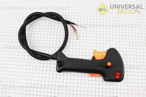 Ручка газу + трос Тип №5, (курок "широкий", без труби). Китай (Запчастини для триммера / UM2023-V81)