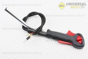 Ручка газу + трос Тип №7, (курок "широкий", з трубою). Китай (Запчастини для триммера / UM2026-V04)