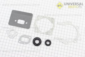 Прокладки двигуна 1E40F-1E44F, комплект 5 деталей, + сальники (15x30x7+12x22x7), (на блістері). WINZOR (Запчастини для триммера / UM2133-V67)